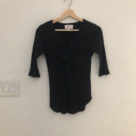 Xirena lace up tee; size small; black - Picture 1 of 3